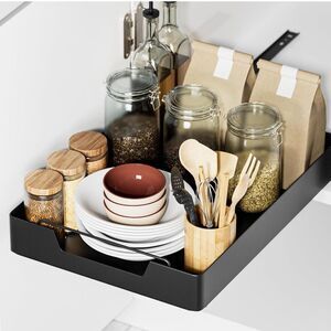 Pull Slide Out Drawer Cabinet Organizer Expandable Heavy Duty Black 11.9”x16.7”